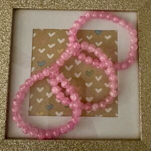 3pc Pink Bead Bracelets
